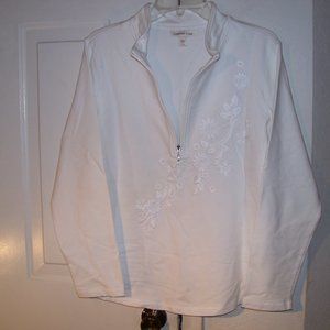 Coldwater Creek White Embroidered L/S Pullover L